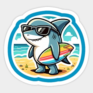 Shark Surfer Sticker